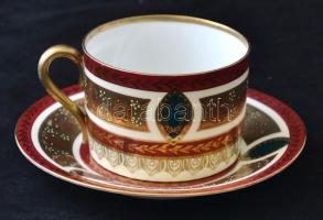 Moritz Zdekauer (MZ) teás csésze és alj, részben kézzel festett, matricás, jelzett, hibátlan