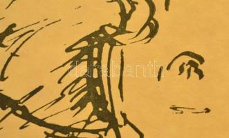 1913 Rippl-Rónai József (1861-1927): Gitározó lány. Cinkográfia, papír, jelzett a cinkográfián, 26×3...