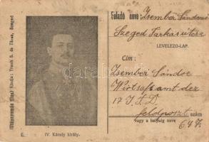 6 db régi motívumlap IV. Károlyról / 6 pre-1945 motive cards of Charles I of Austria