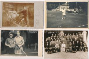 13 db RÉGI sport fotó képeslap; tenisz, ping-pong, asztalitenisz, jégkorcsolya, kosárlabda, íj / 13 ...