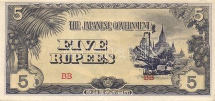 Burma/japán megszállás 1942-44. 1/2R, 1R, 5R, 10R, 100R T:I,I-