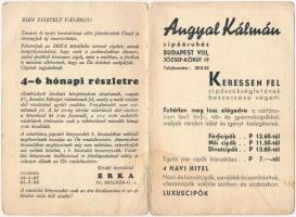 1934 Erka, Angyal Kálmán cipőáruháza. Budapest, József körút 19. kinyitható reklámlap / Hungarian sh...