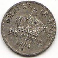 Franciaország 1866K 20c ezüst T:4 R!!