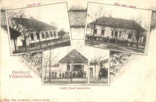 1909 Vízkelet, Cierny Brod; Római katolikus iskola, Szüllő József kereskedése, jegyzői lak. Kiadja Bódy Béla fényképész / shop, school, notarys house. floral, Art Nouveau (EK)