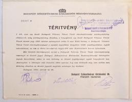 Budapest 1903. "Budapesti villamos városi vasút részvény-társaság" élvezeti jegye, hozzá t...