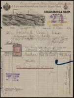 1903-1912 4 db díszes fejléces számla és levélpapír (Wolfner Gyula és Társa, V.B. Goldberg & Eid...