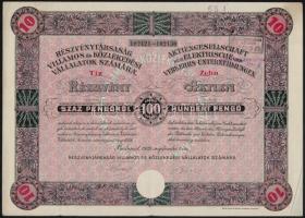Budapest 1929. "Részvénytársaság Villamos és Közlekedési Vállalatok Számára" tíz részvénye...