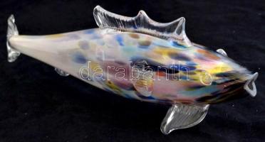 Fújt üveg hal, több rétegű, hibátlan, h:44 cm