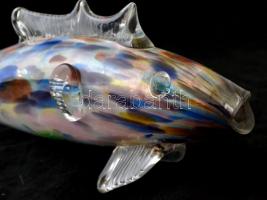 Fújt üveg hal, több rétegű, hibátlan, h:44 cm