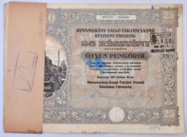Budapest 1941. "Rimamurány-Salgó-Tarjáni Vasmű Részvény-Társaság" részvénye 50P-ről, szárazpecséttel és bélyegzésekkel, szelvényekkel T:III