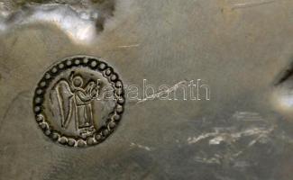 Jelzett ón vadász falitányér, d: 23 cm