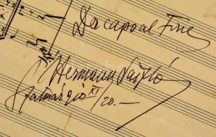 1910 Hermann László (1890-1966) zeneszerző által aláírt kotta