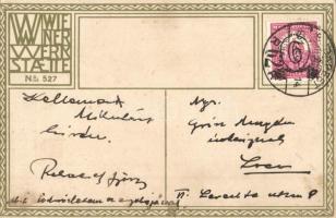 1931 Üdvözlet a Krampusztól / Krampus art postcard. Wiener Werksätte No. 527. s: Mela Koehler