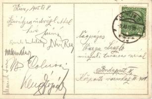 1915 Graben Kaffee Wien / café interior in Vienna, Wiener Werkstätte style art postcard