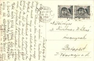 1929 Trieste, Stazione Cenrale / central railway station, tram with "Liquore Strega" adver...