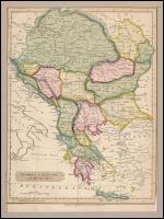 1814 Turkey in Europe and Hungary, rézmetszetes térkép, Nuttall, Fischer & Dixon, Liverpool, paszpartuban, 23,5×17,5 cm