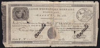 Franciaország / Rouen 1797-1803. 20Fr T:IV- R!