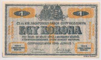 Ostffyasszonyfa / hadifogolytábor 1916. június 1. 1K arab sorozat és sorszámmal T:I Adamo HHO-2.3