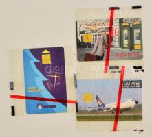 3 db telefonkártya (Malév, Cabines, Boldog karácsonyt), bontatlan csomagolásban