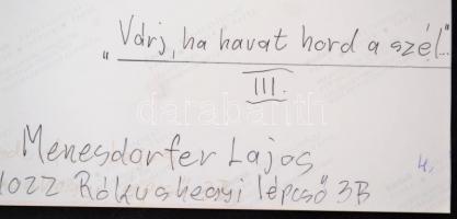 cca 1993 Menesdorfer Lajos (1941-2005) budapesti fotóművész hagyatékából, feliratozott vintage fényk...