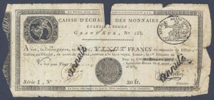 Franciaország / Rouen 1797-1803. 20Fr T:IV- R!