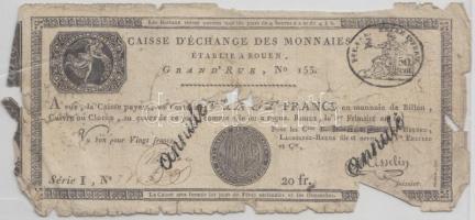 Franciaország / Rouen 1797-1803. 20Fr T:IV- R!