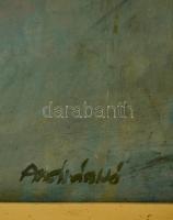 Andráskó István (1930-2013): Fatörzsek. Olaj, karton, jelzett, festék hibákkal, keretben, 50×70 cm