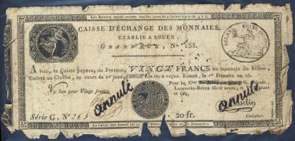 Franciaország / Rouen 1797-1803. 20Fr T:IV- R!