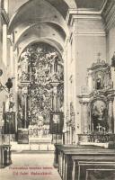 Malacka, Malacky, Malatzka; Franziskánus templom belső, oltár / church interior, altar (fa)