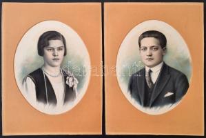 cca 1930 Friedrich János (1874-1959) szentesi fényképész műtermében készült, 2 db vintage portré fén...