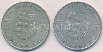 1947. 5Ft Ag "Kossuth" (2x) T:2-,3 patina