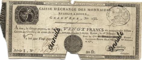 Franciaország / Rouen 1797-1803. 20Fr T:IV- R!