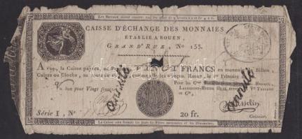 Franciaország / Rouen 1797-1803. 20Fr T:IV- R!