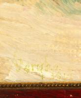 Vargha László (1933-): Kíváncsiskodó. Olaj, karton, jelzett, üvegezett keretben, 35×45 cm