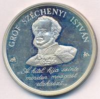 1986. &quot;Gróf Széchenyi István / Magyar Hitel Bank Rt.&quot; jelzett Ag emlékérem dísztokban (34,43g/0.835/42mm) T:2 (eredetileg PP)