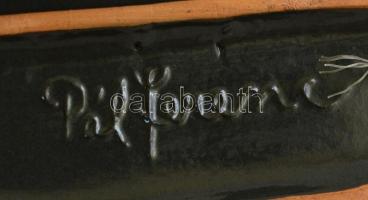 Pál Ferenc (1914-2008): Juhász, mázas kerámia tálka, jelzett, apró kopásokkal, 27×13,5 cm