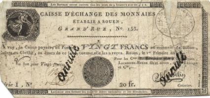 Franciaország / Rouen 1797-1803. 20Fr T:IV- R!
