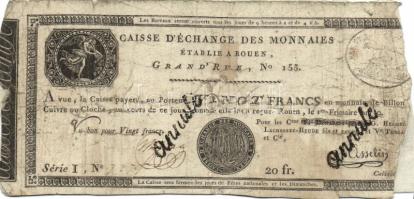 Franciaország / Rouen 1797-1803. 20Fr T:IV- R!