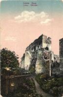 Léva, Levice; Vár romjai. Kiadja Schulcz Ignác / Levicky hrad / castle ruins (kopott sarkak / worn corners)