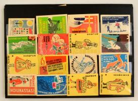 191 db különféle gyufacímke, magyar ás külföldi vegyesen, stecklapon rendezve