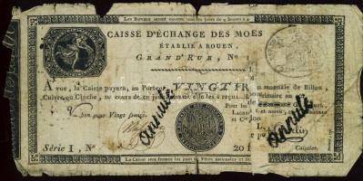 Franciaország / Rouen 1797-1803. 20Fr T:IV- R!