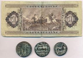 Vegyes érme tétel, kisalakú berakóban, benne 1992. 200Ft Ag "MNB" (2x) valamin egy bankjeg...