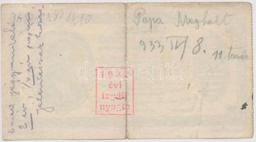 Budapest 1930. "Revíziós Pengő" arcképes változat, kitöltött, hátoldalán felülbélyegzés T:...