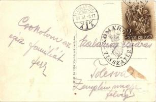 1938 Komárom, Komárno; Városháza, kapu, torony / town hall, gate, tower, Art Nouveau frame, 'Ko...