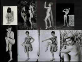cca 1971 és 1987 között készült, szolidan erotikus felvételek, 12 db vintage fotó és/vagy mai nagyítás + 9 db vintage negatív, 24x36 mm és 25x18 cm között