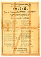 1916 Emlékül, vers a felszentelésről 1916. november 8., a hadi hőseink emlékművének felszentelése Kragujevácban, Várnai F., Budapest, hátán ragasztott