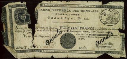 Franciaország / Rouen 1797-1803. 20Fr T:IV- R!