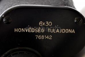 Magyar katonai távcső, 6×30, jó állapotban, bőr tokban
