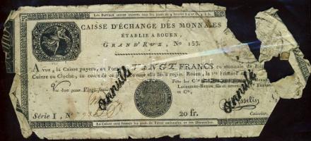 Franciaország / Rouen 1797-1803. 20Fr T:IV- R!