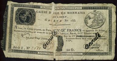 Franciaország / Rouen 1797-1803. 20Fr T:IV- R!